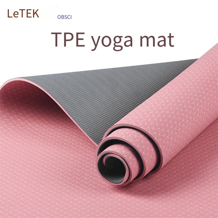 Custom Logo TPE Yoga en Pilates Mat door Urich Model EG0146 Roze Kleur 173cm Lengte