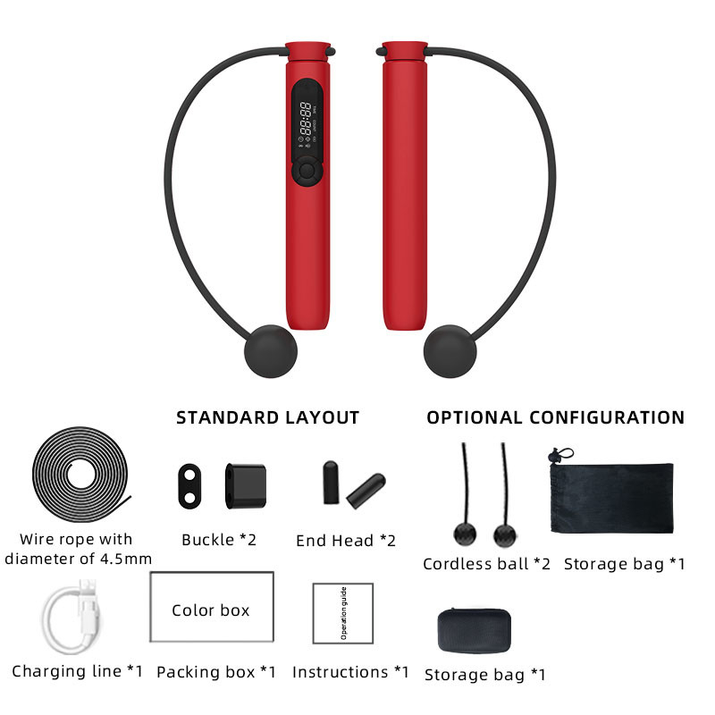Nieuwe Bluetooth-verbinding voor het overslaan van touw om gewicht te verliezen kan worden geteld en opgeladen.